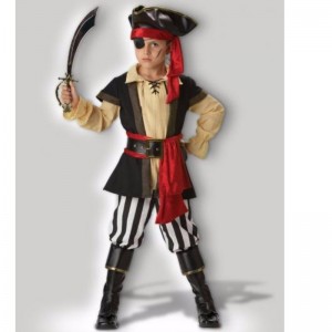 Pirate Cosplays Scoundel Teini Boy Halloween Puku Musta punainen poika