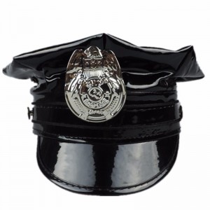 Hawk Hat Badge PVC PU -nahkahattu musta kahdeksankulmainen nahkapoliisilakki nahkainen sotilaslakki roolipelissä yhdenmukainen korkki päähineet