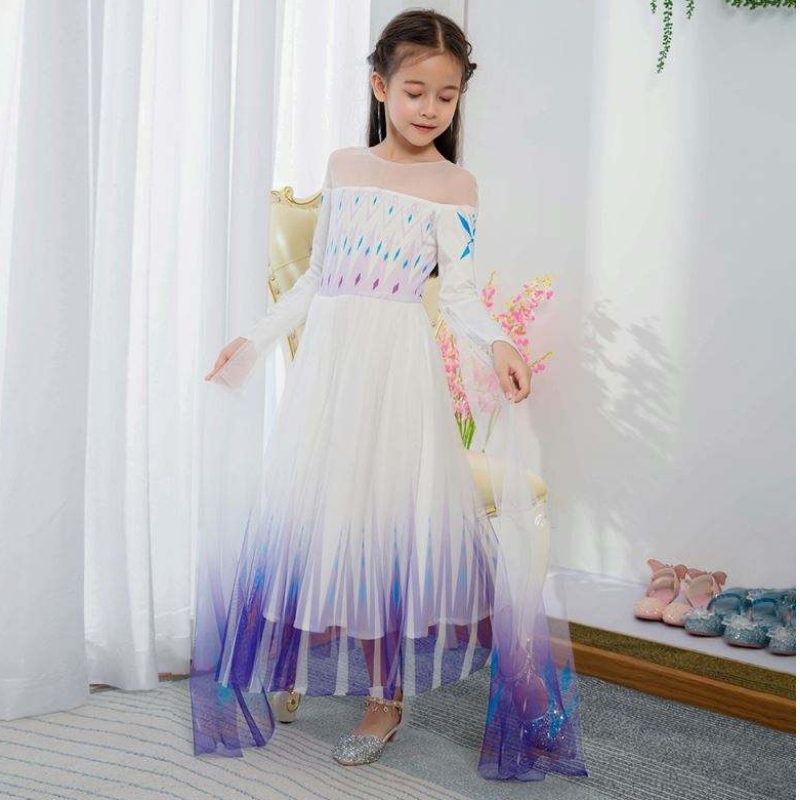 Baige uudet suunnittelutytöt Anna White mekko cosplay -juhlat pukeutuvat prinsessa Elsa -elokuvalapset vaatteet
