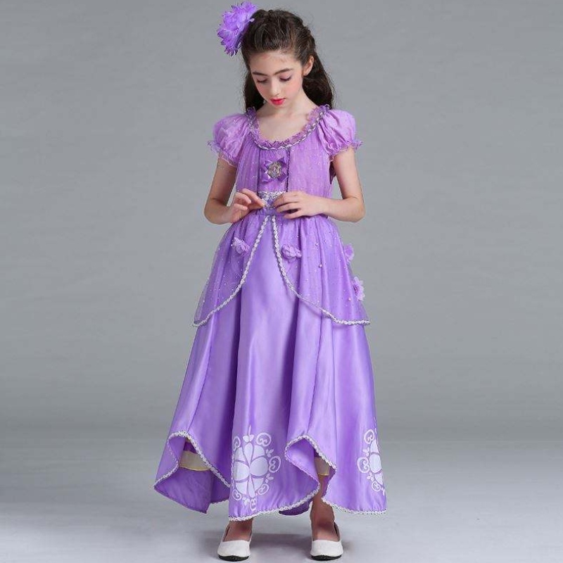 Baige Sophia Rapunzel -mekko Lilac Girl Princess -mekon esitys Halloween Prinsessa tyttö cosplay -puku