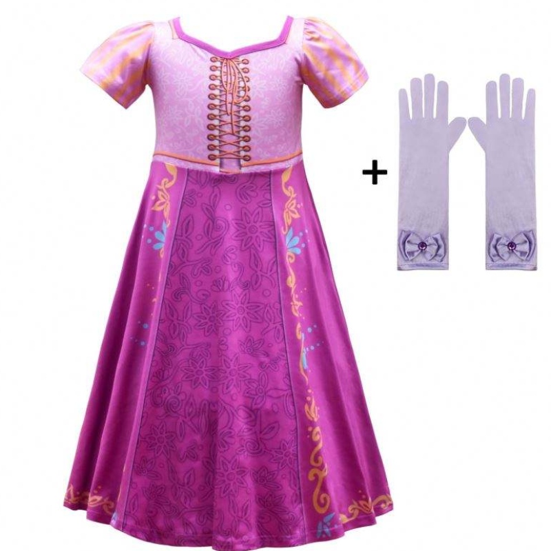 Uusi tyyli Rapunzel Girls Long Dress cosplay -puku jääprinsessa sarjakuvahame juhliin 3753