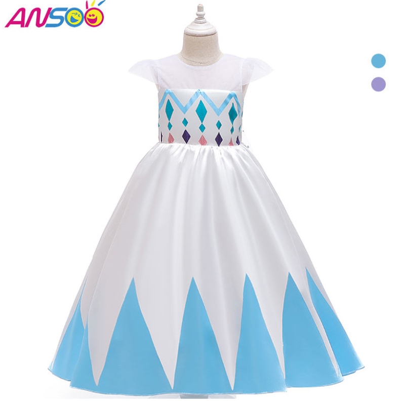 Ansoo uusi tukkumyynti Sarjakuva Elsa White Princess for Girls -mekot Halloween -pukut tytöille