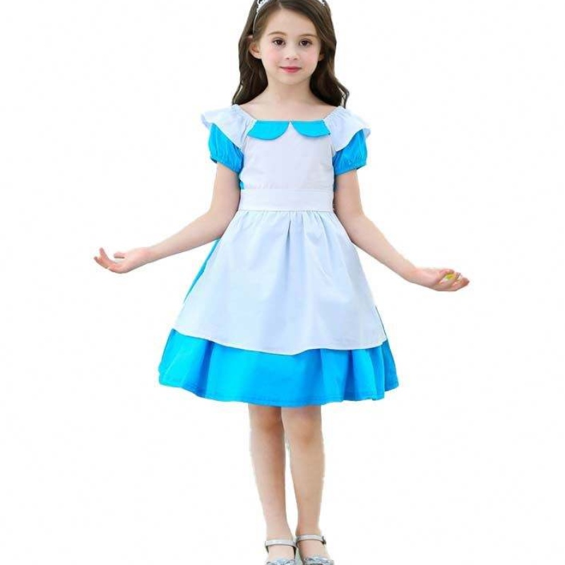 Lasten puvut vaatteet Lumivalkoinen Alice Infant 100% puuvilla 2-6-vuotiaat tyttövauvan hihnan mekko Kids Girl Princess -mekot DGHC-029