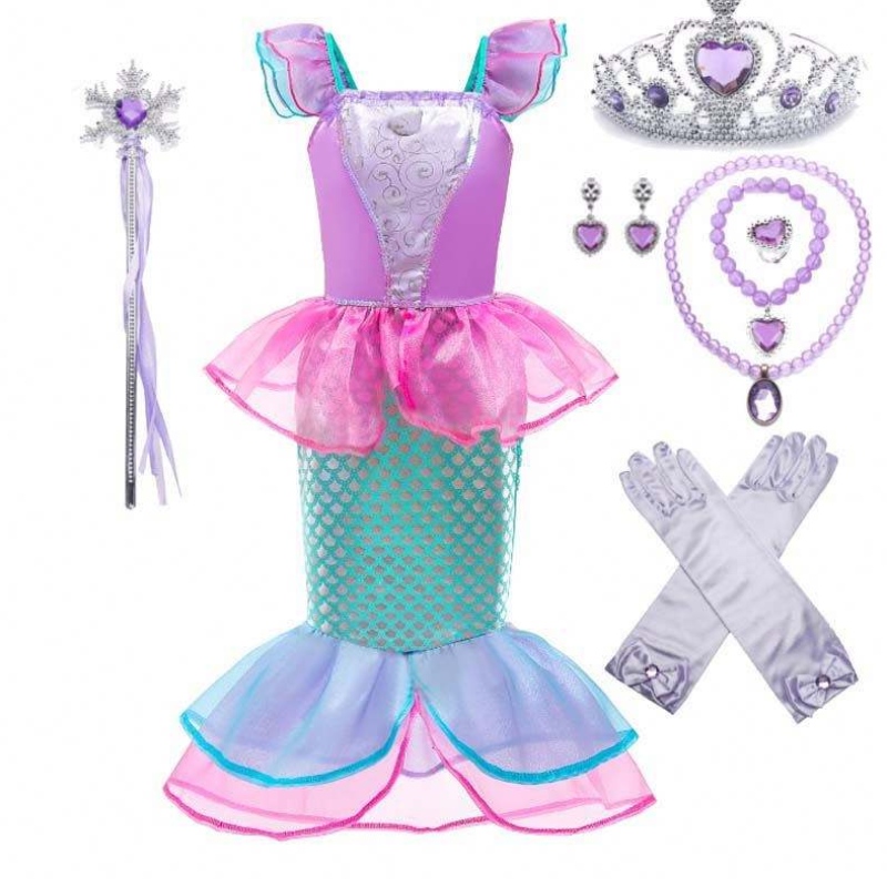 Amazon Top Seller Kids Carnival Party Little Girl Mermaid -puku lapsille tarvikkeilla DGHC-028