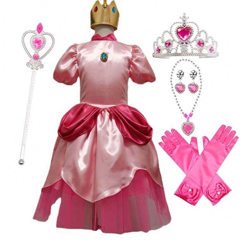 Carnival Cosplay Baby Girls Party Christmas Super Brother Cartoon Pink Princess Peach -puku Crown HCMU-006: lla