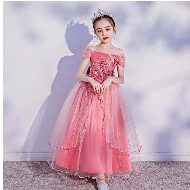 Korkealaatuinen vauva frock designs boutique -tyttöjen kasvanut mekko länsimaiselle tyylille lapsille iltajuhlatyttömekko LP-213