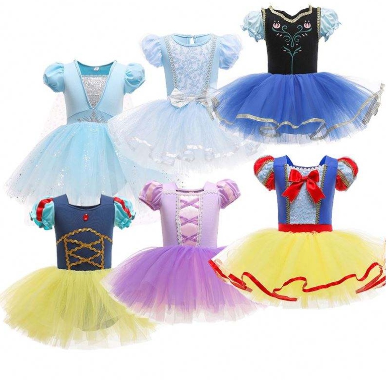 Lapset Elsa Anna Rapunzel lumivalkoinen tutu mekko Prinsessa Puku pukulasten tyttöjen performanssi tanssi trikoot baletti tyttövauva mekko