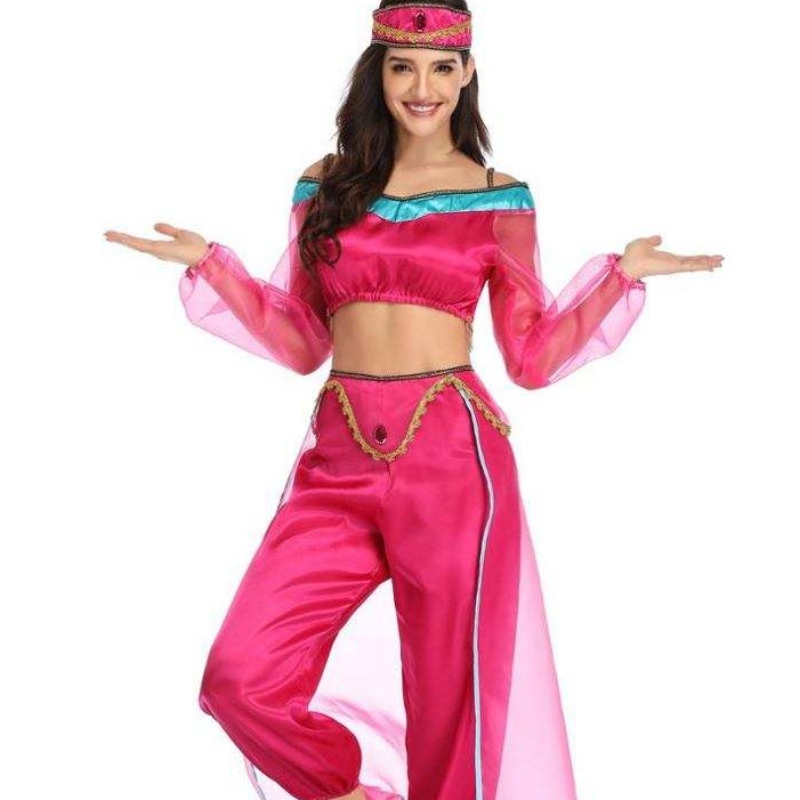 Tukkumyynti Seksikäsnaiset pitkähihainen arabia Intia Jasmine Princess -puku Halloween Fairy Kreikan jumalatar Lady Cosplay -puku