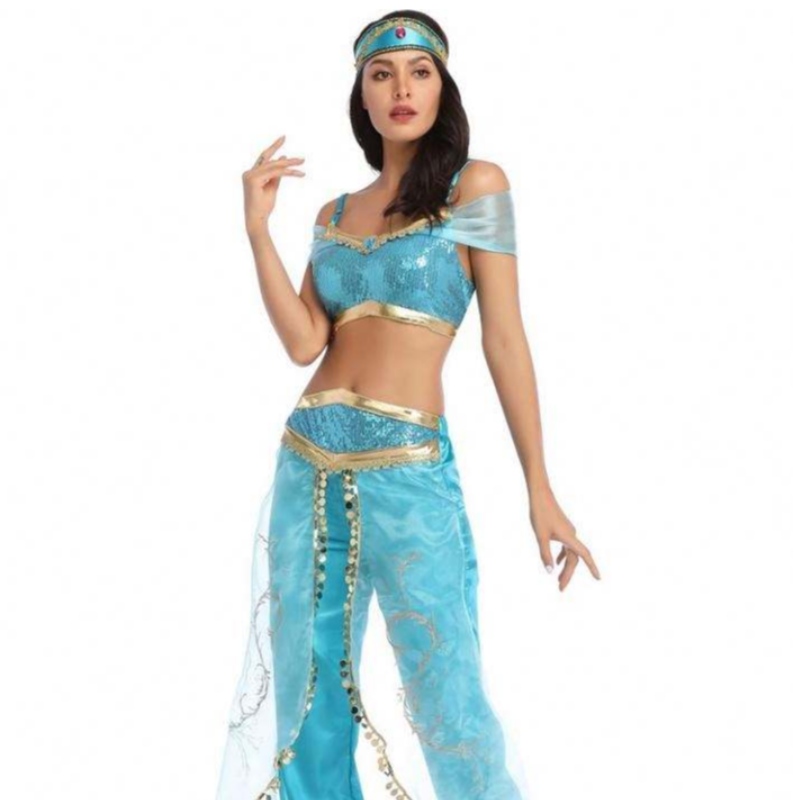 Tukkumyynti seksikäs jasmine aladdin housutnaiset puku prinsessa puku aikuinen arabialainen vatsatanssija puku prinsessa jasmine cosplay