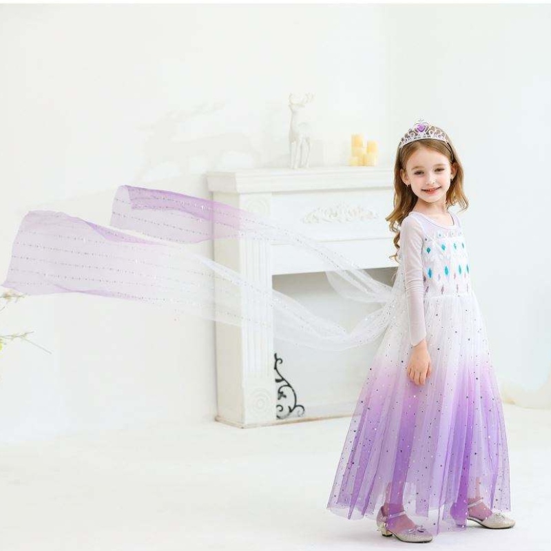 Uusi tyttöprinsessa Elsa -mekko Kids Summer -mekko tytöille Purple Elsa -mekko lapsille 2-10 vuotta