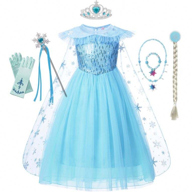 Tytöt Elsa cosplay -mekko puku tyttö lumi Halloween Syntymäpäiväjuhlat Prinsessavaatteet Cloak