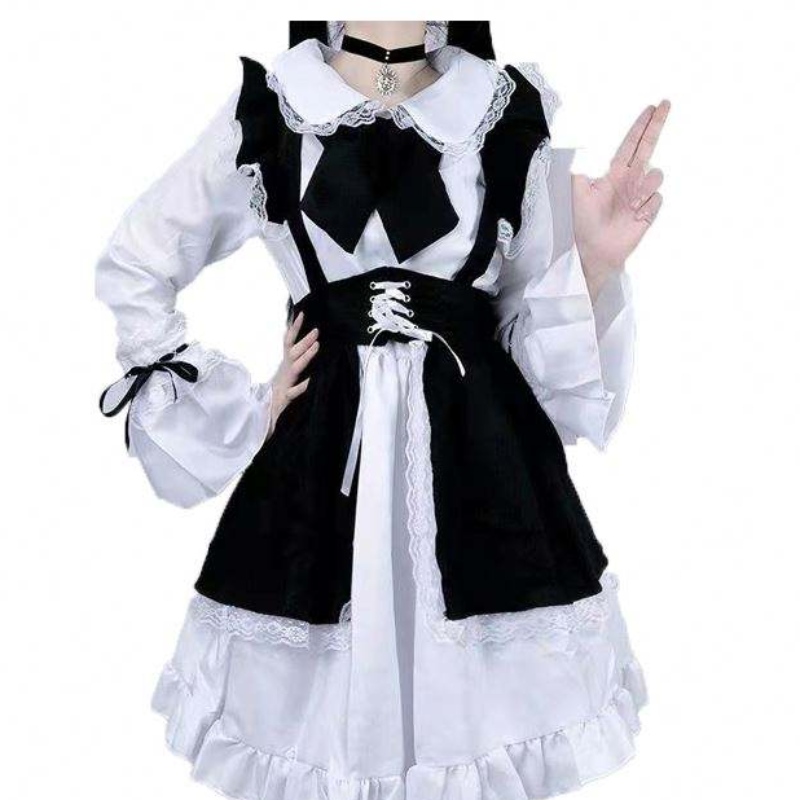 Naisten piika asu anime -mekko mustavalkoinen esiliina mekko lolita mekko miehet kahvila puku cosplay -puku