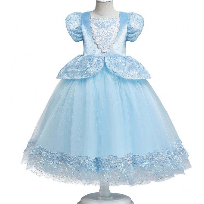 Sininen prinsessamekko tytöille Halloween Party Cosplay -puku Kids Prinsessa pukeutua