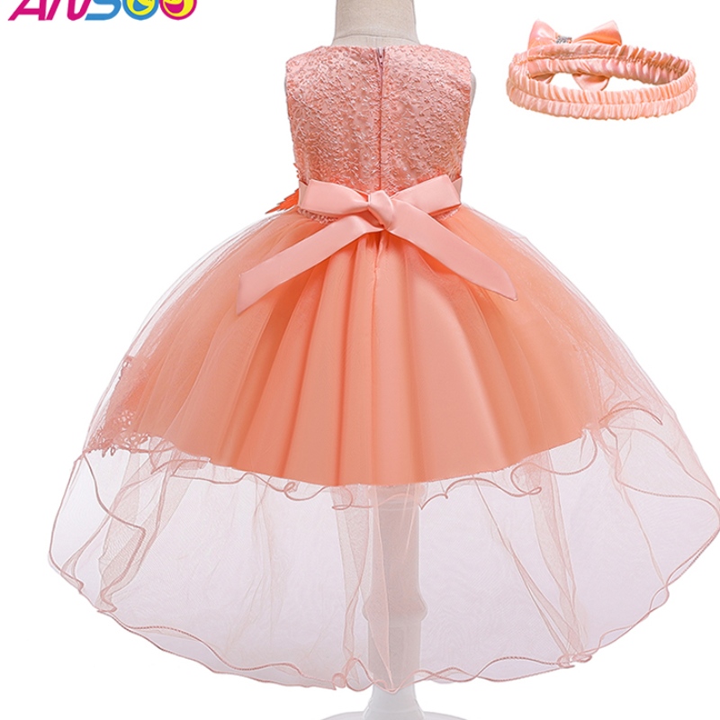 Ansoo Pretty Peach Children \\\\ Tyttö syntymäpäivä Prinsessa Kukka oranssi häämekko tytölle