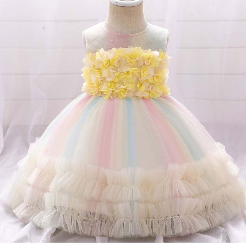 Baige Kids Cotton Dress -kukka tyttöjen mekot tyttö pukujuhlimekko 0-5 vuotta