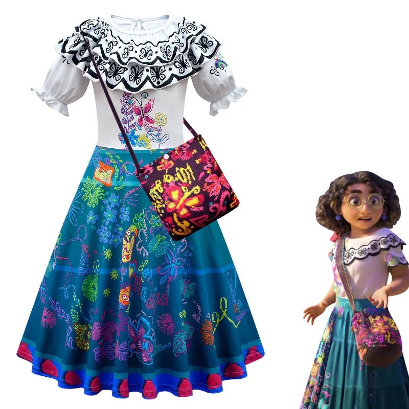 Encanto Dresses TV -elokuva Cosplay Mirabel Princess Kids Girls Birthday Carnival Party Cos Dress Clothing Puku