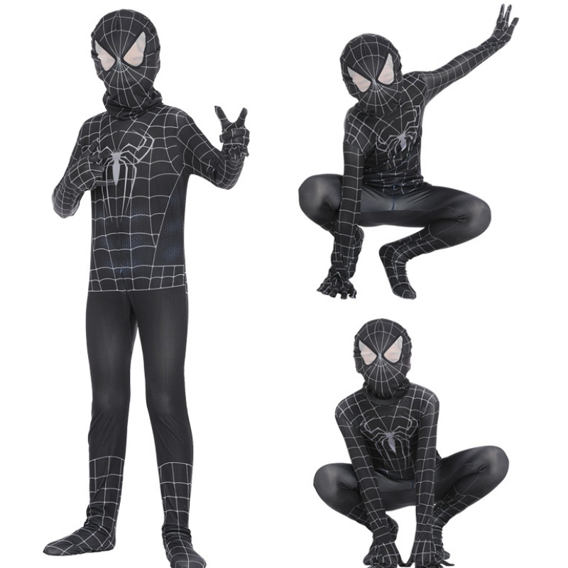 Spiderman Cosplay Black Body -sankari roolipeli Tiukka anime -jumpsuit Muscle Halloween -puku