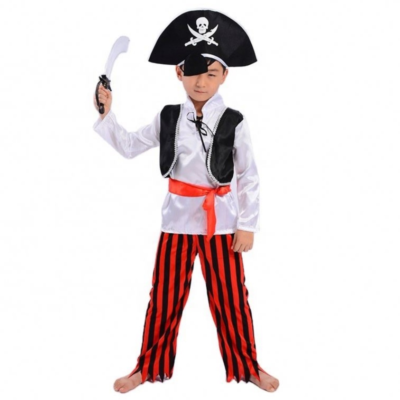 Tukkumyynti viileä raidallinen merirosvo sarjat Stage Performance sopii Halloween Cosplay Caribbean Pirate Captain Children -pukuihin