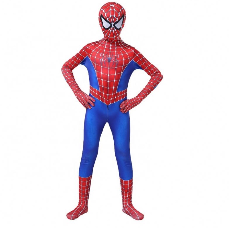 Zip Up Classic Movie Anime Tiukka hyppypuku Halloween Carnival Amazing Spiderman Cosplay -puku lapsille, joilla on kasvomaski