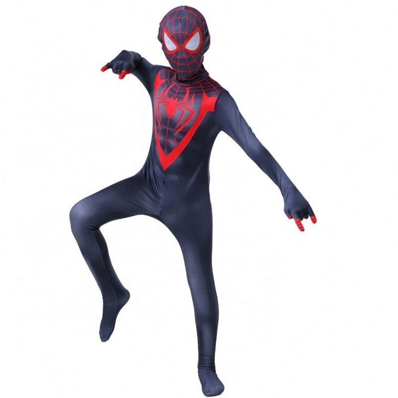 Uusi muotoilu Halloween Carnival Spiderman Nothing Home Cosplay Black Zentai Jumpsuit Spiderman -puku lapsille kasvomaski