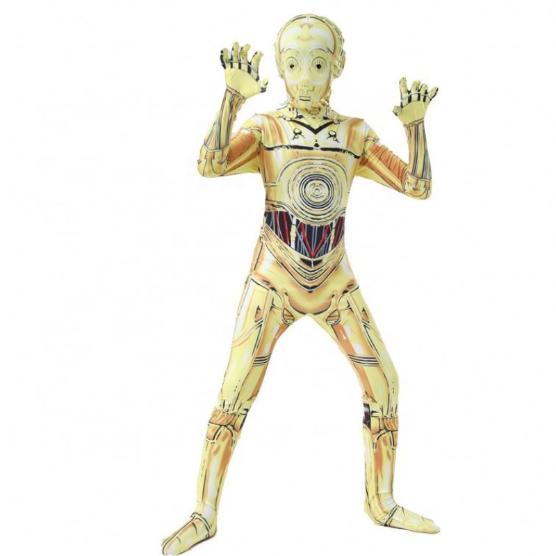 C-3PO hauska robotti Stage Performance Uniform asut Halloween Carnival Put -jpsuit-tähti cosplay Wars -puku Mask for Boy