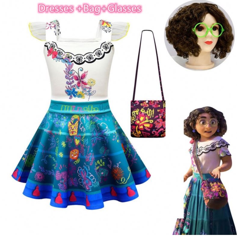Tytöt Encanto Mirabel cosplay -puku Kids Carnival Birthday Princess -mekko Lasten Encanto -mekot