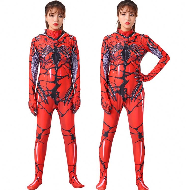 Korkealaatuiset lasten Halloween -puku cosplay Red Women \\\\ Venom Bodysuit Cosplay Marvel Party Woman