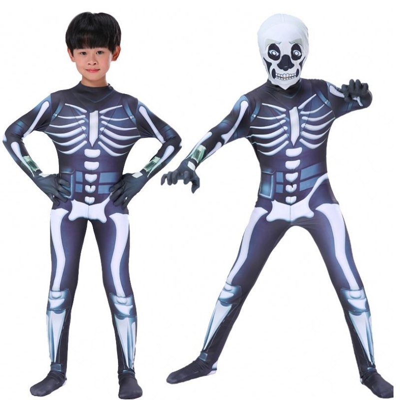 Valmistajien tukkumyynnin lasten Halloween -puku Skeleton Bodysuit Cosplay -pukut Party Cosplay