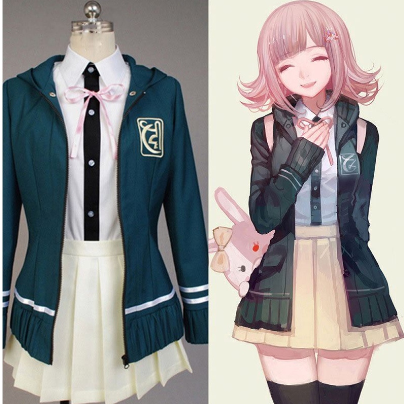 Lukion opiskelijat yhtenäinen anime danganronpananami chiaki cosplay puku pitkähihainen lyhyt hame loli hame