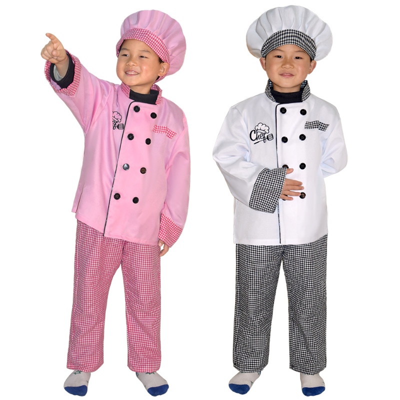 Uuden tyylin lasten kokki puku Halloween Party Cosplay vaatteiden roolipelityttö ja poika kokki esiliinapuku