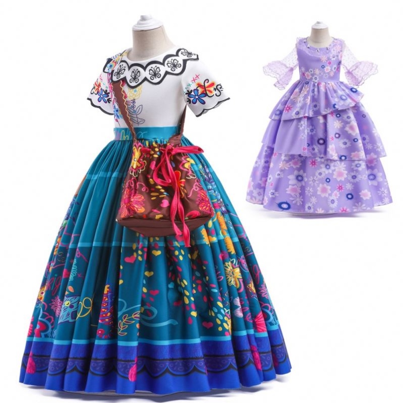 Baige Encanto Mirabel Isabella Purple Girl -mekko pitkähihat Uudet karnevaali Kids Party Cosplay -puku MFMW001