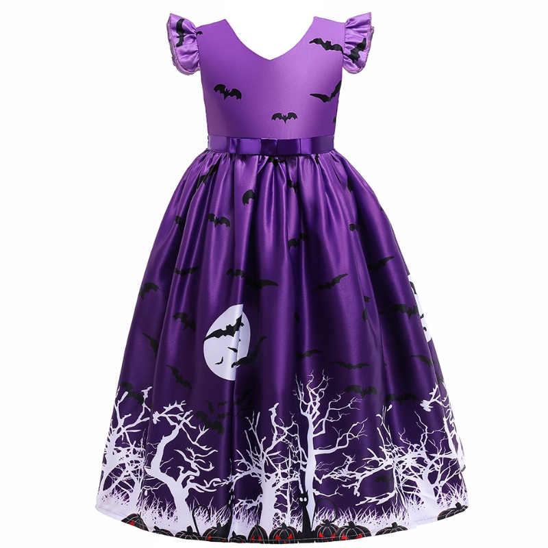 Lasten tytöt rento mekko lepakko painetut Halloween -pukujen pukeutumisasut