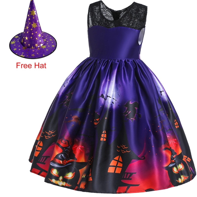 Lapset lentävä hihainen mekko Halloween Prinsessa Pukun haamupuku hattu