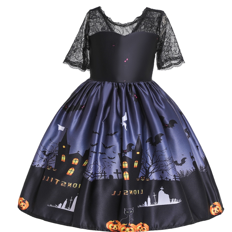 Halloween Princess -mekko pitsi putki Top -mekko haamuprosentti lasten mekko
