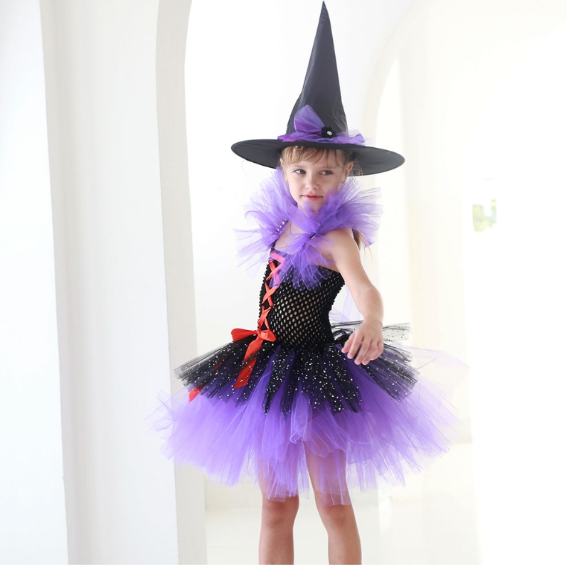 Amazon kuuma myynti tutu -noitapuku puku tytöille, joilla onnoita hauta Halloween -karnevaalijuhlat